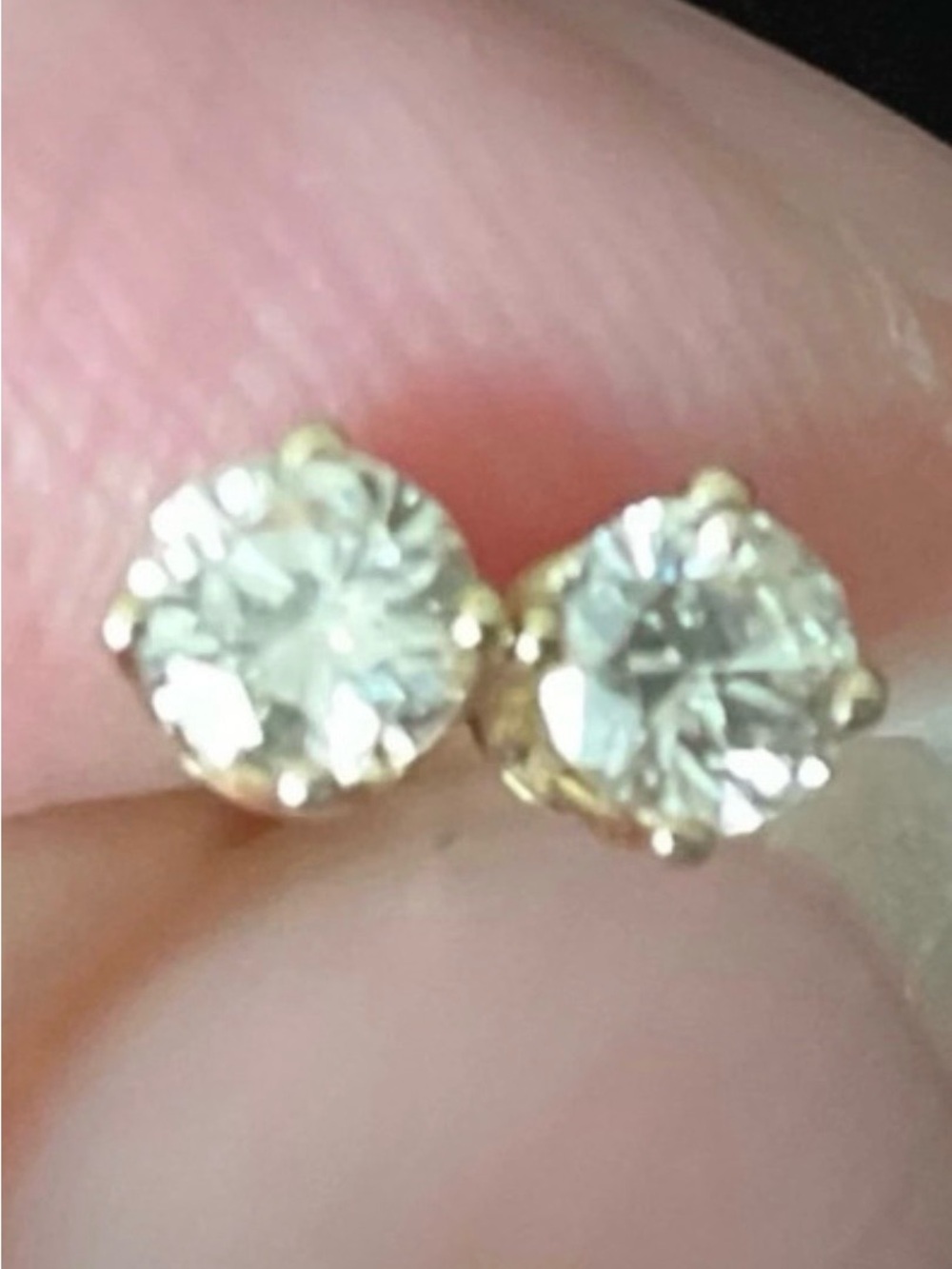 Matched Pair 14K Gold Round Brilliant Diamond Studs (~0.40-0.50 ct) Vintage 1999 - Picture 2 of 10